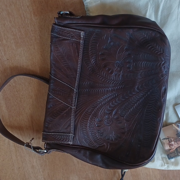 American West handbag genuine leather hand tooled lifetime warranty - Picture 5 of 9